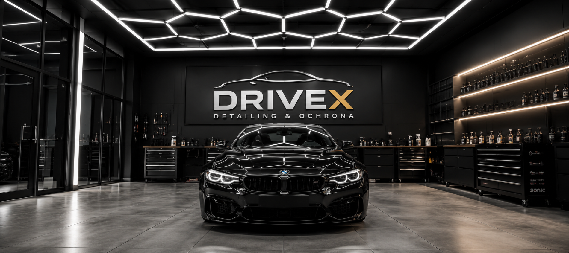 Studio DriveX Detailing z samochodem w centrum
